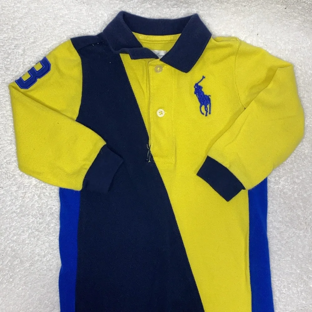 Ralph Lauren color block polo romper 12m